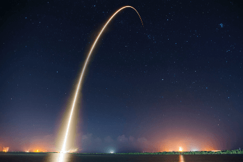 Rocket launche time lapse photo at night